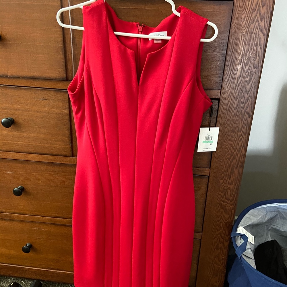 NWT Calvin Klein Red Sheath Dress